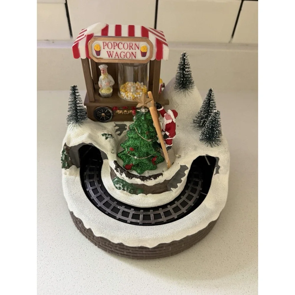 Christmas Village Houses Popcorn Wagon House Village with Music and Led Lights